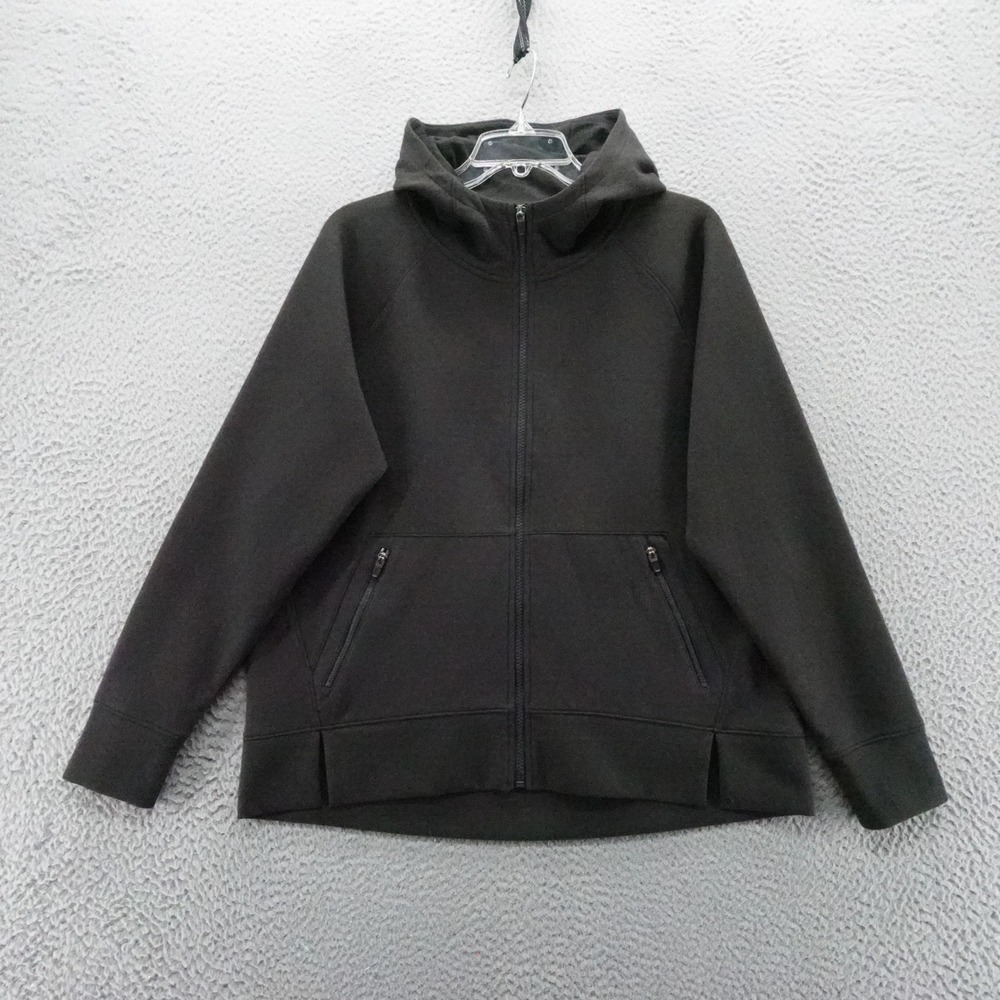 DSG Womens Sport Fleece Full Zip Hoodie Sweatshirt Pure Black Large NEW